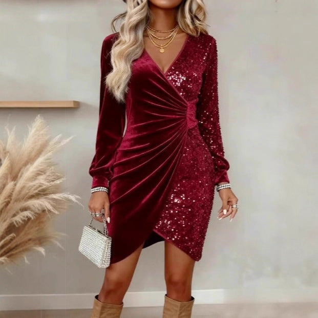Woman in a sequin bodycon party dress