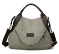 Large canvas shoulder bag with contrast handles