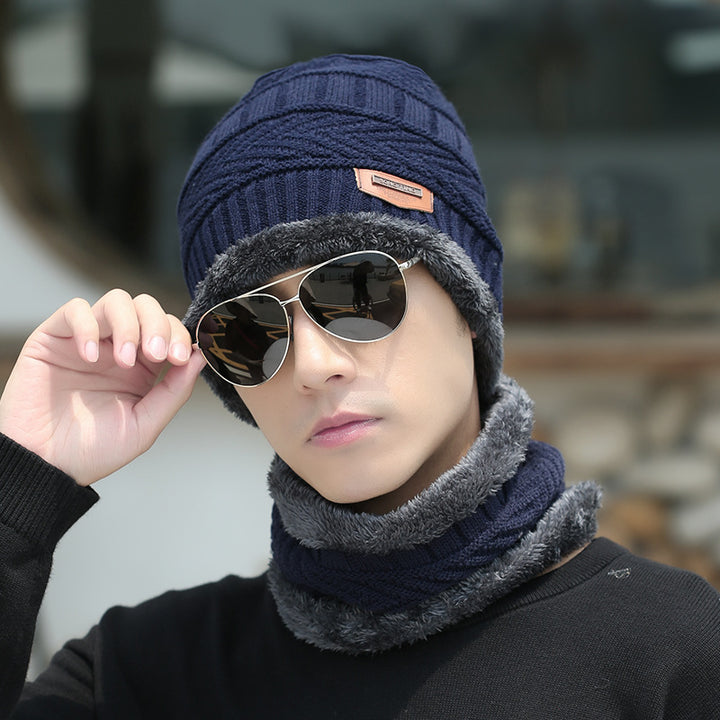 Knitted beanie and neck warmer set