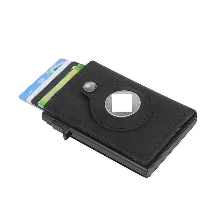 Slim pop-up card wallet with cards fanned out
