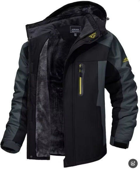 Man in fleece-lined hooded winter parka
