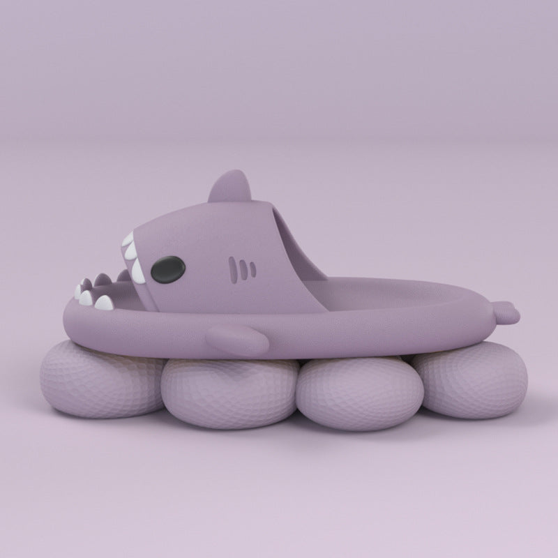 Pair of cartoon shark slides in grey