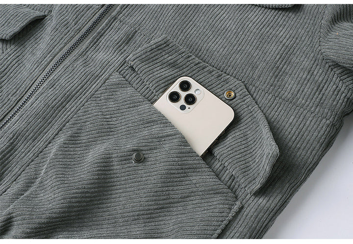 Man in a corduroy jacket with sherpa collar