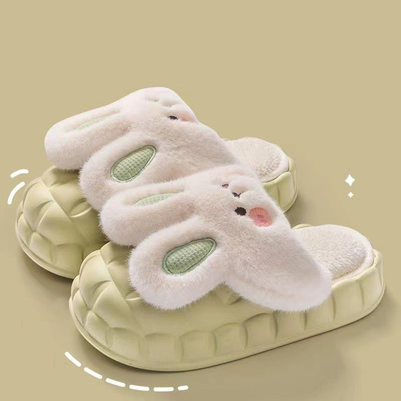 Fluffy bunny slippers in pink