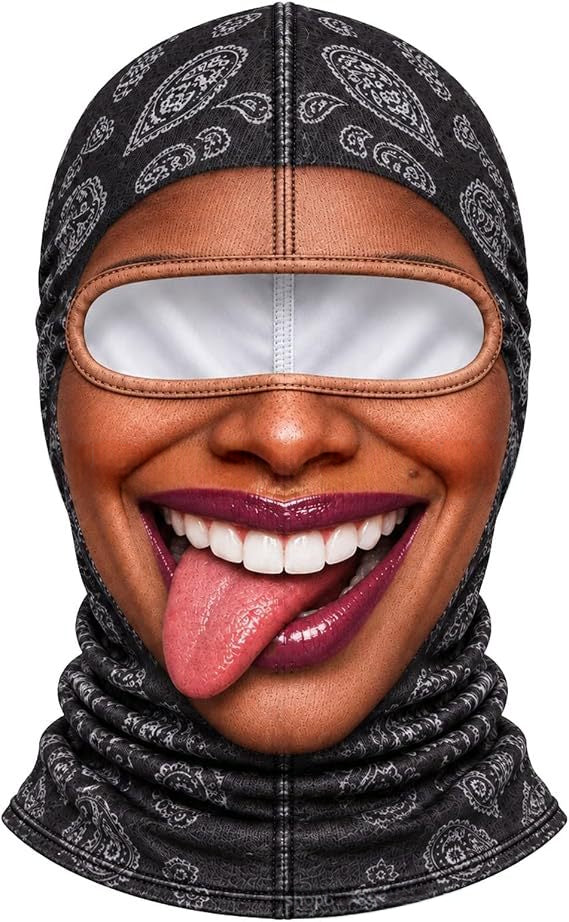 Balaclava ski mask with funny face print