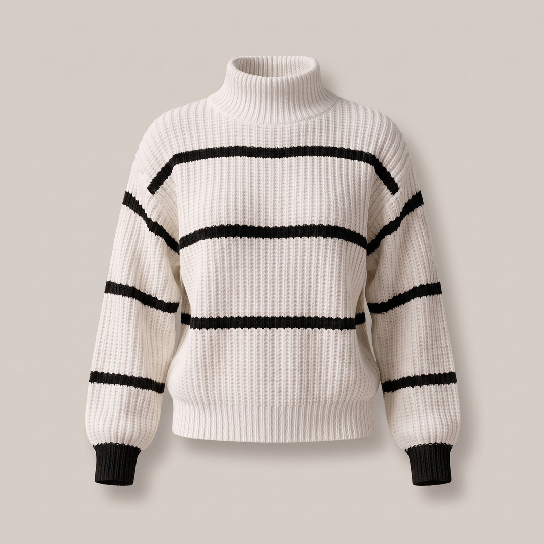 SERELLE STAND COLLAR STRIPED Jumper
