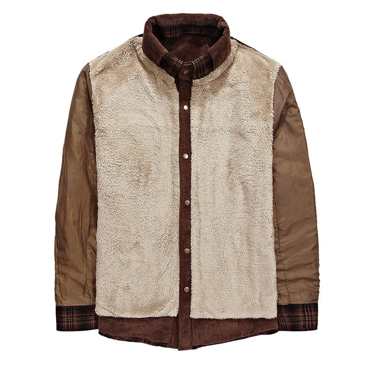 Man in a fleece lined check shirt jacket