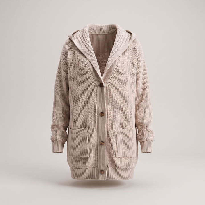 WARM ESSENTIAL HOODED CARDIGAN