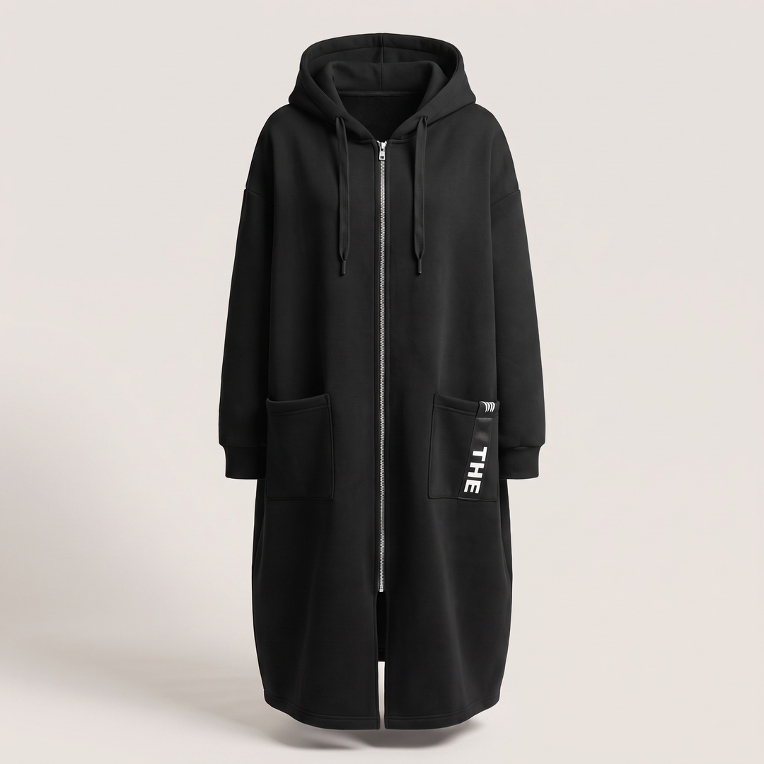 CASUAL LUXE HOODED SWEATSHIRT COAT
