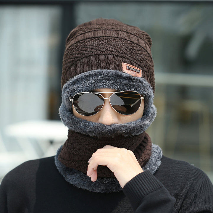 Knitted beanie and neck warmer set
