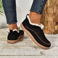 Flat faux suede ankle boots with V-cut