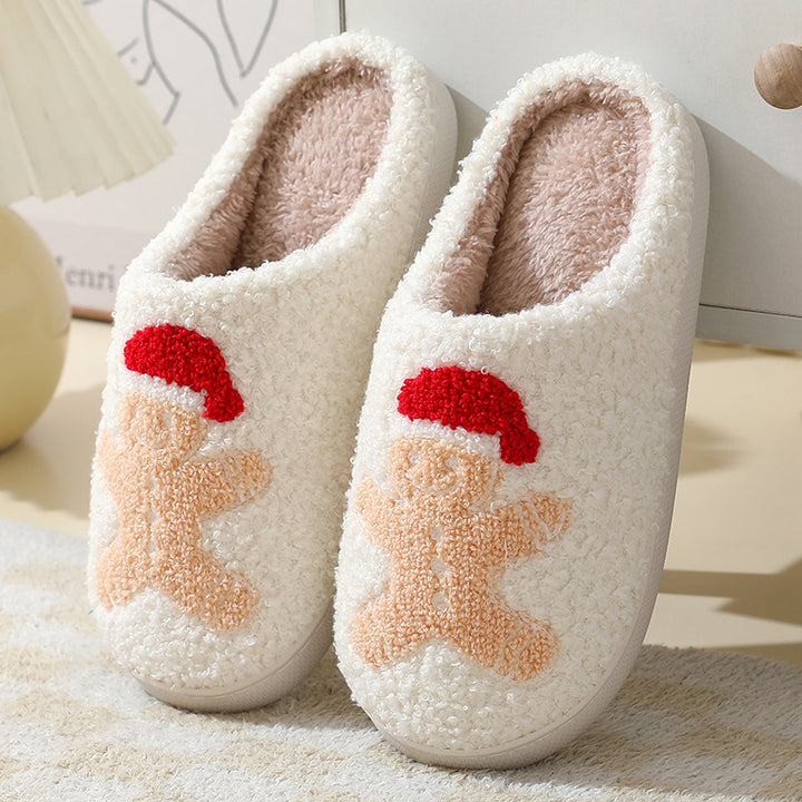 Fluffy Christmas slippers with Santa motif