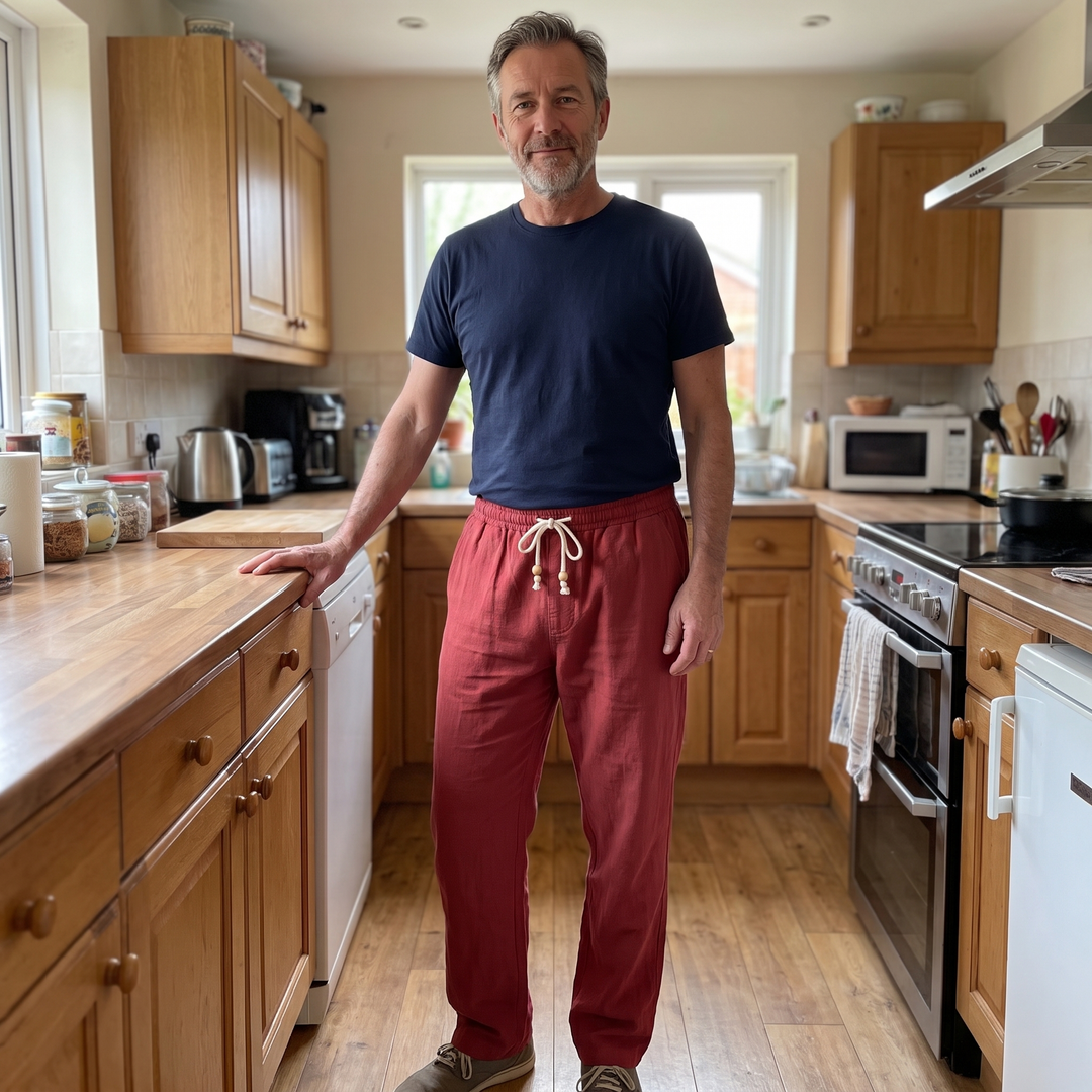 RELAXED LINEN BLEND TROUSERS