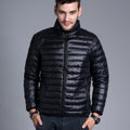 Man wearing a lightweight quilted puffer jacket