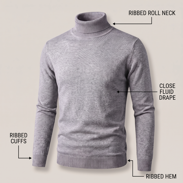 ELEGANT CASHMERE ROLL NECK KNIT