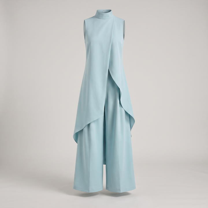 ELEGANT ASYMMETRIC WIDE LEG JUMPSUIT