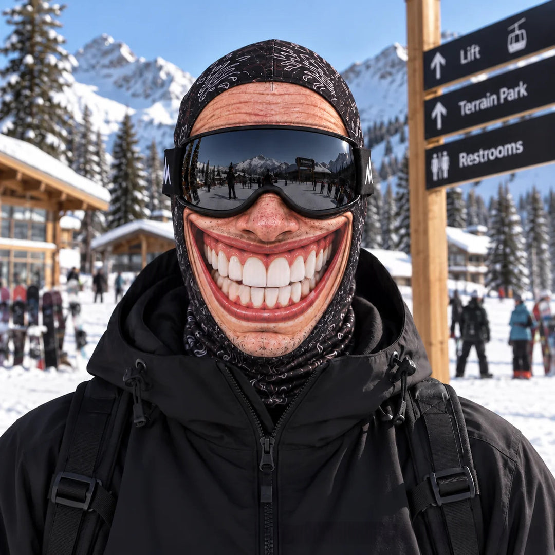 Balaclava ski mask with funny face print
