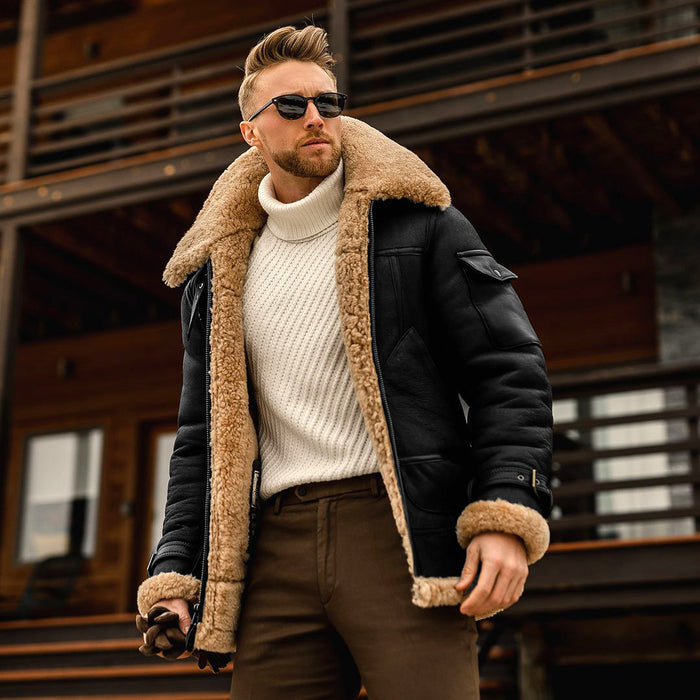 Freddie | Men's winter jacket with faux fur lining and big collar