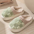 Checked plush house slippers