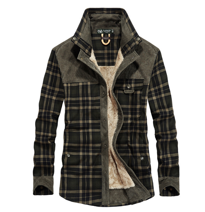 Man in a fleece lined check shirt jacket