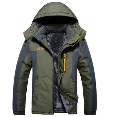 Man in fleece-lined hooded winter parka