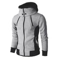 Man in a slim grey zip-up hoodie jacket