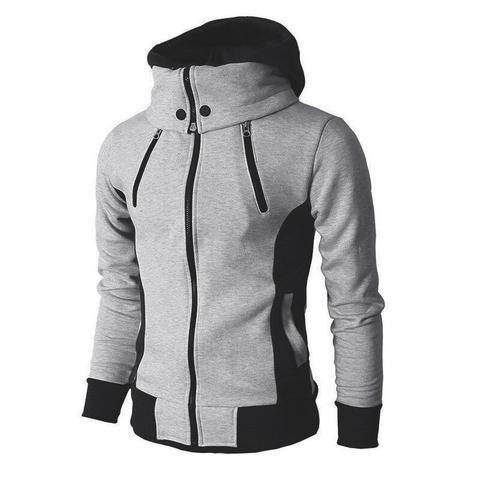 Alfie | Men's slim zip-up hoodie jacket with layered high collar