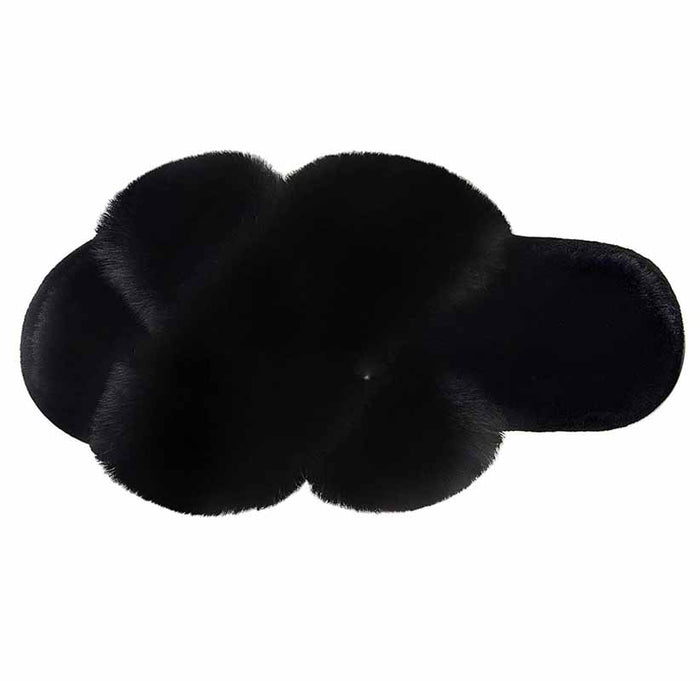 Lottie | Fluffy criss-cross faux fur slippers with open toe