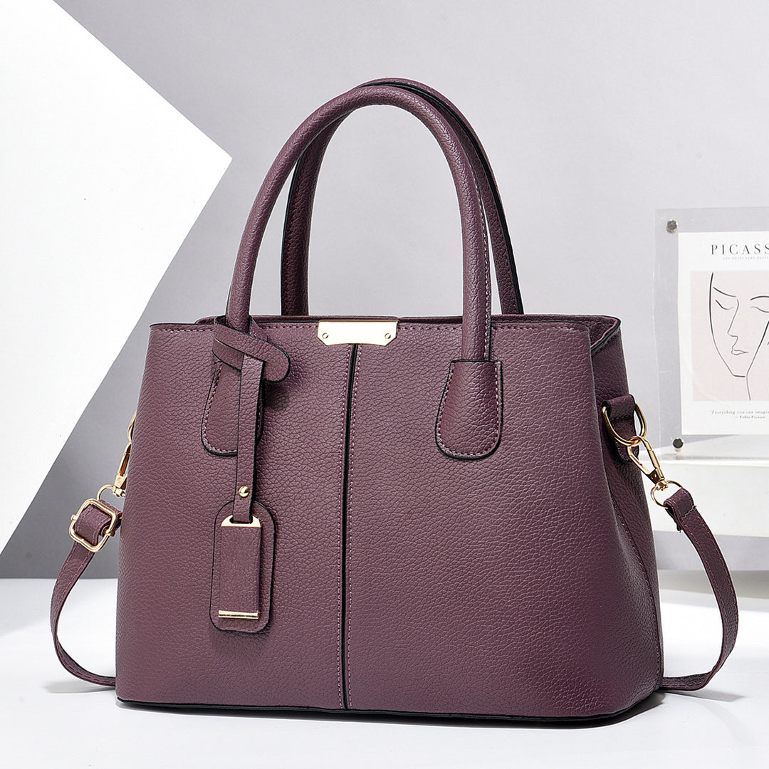 Structured faux leather tote handbag