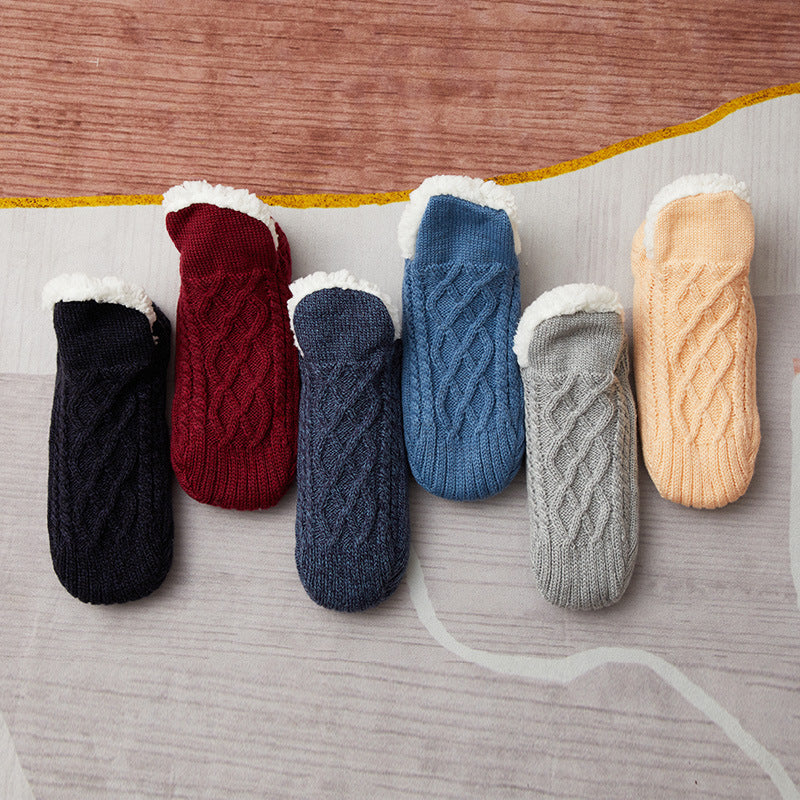 Cable knit slipper socks with sherpa lining