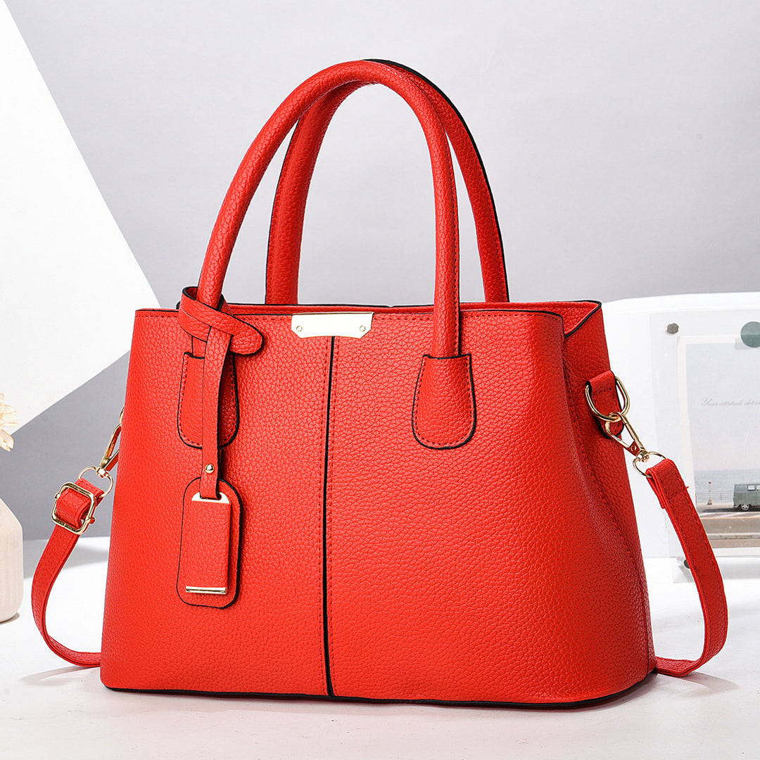 Structured faux leather tote handbag