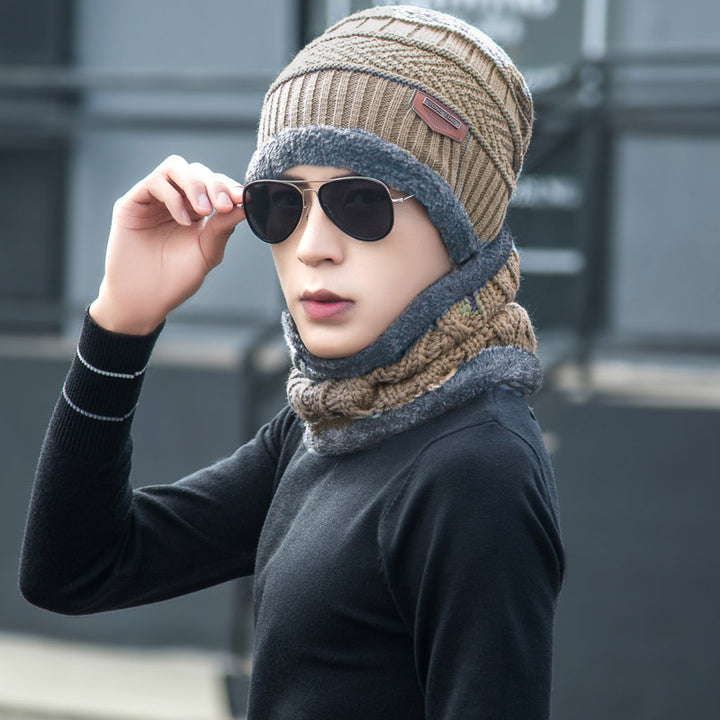 Knitted beanie and neck warmer set