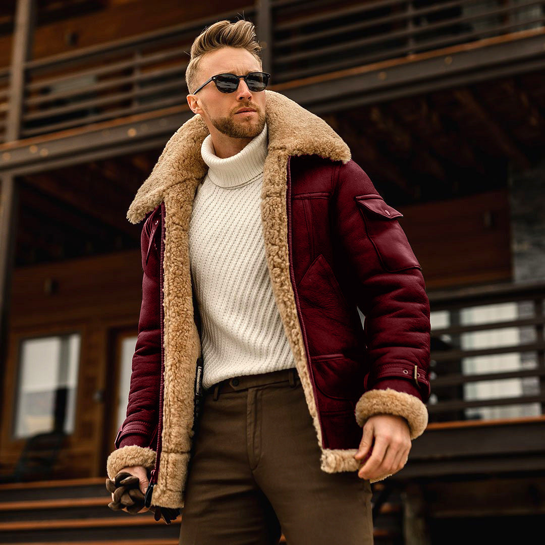 Man wearing a winter jacket with fur collar