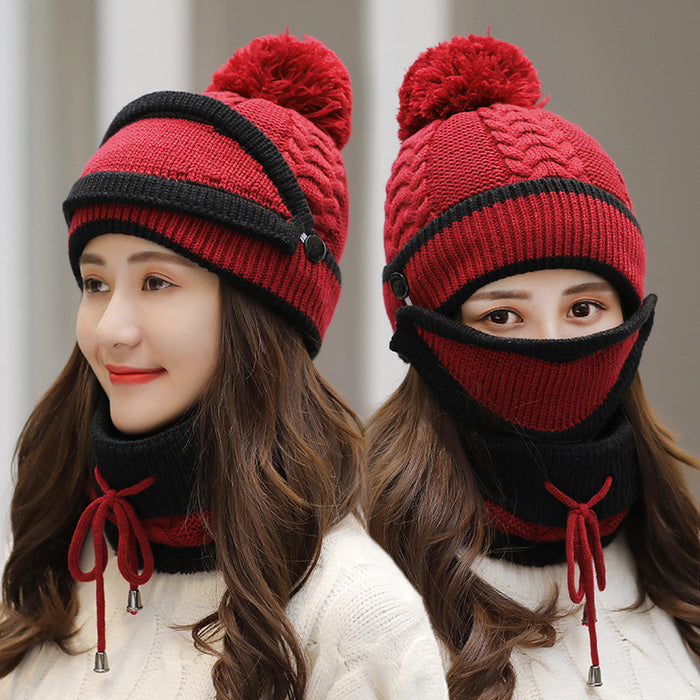 Millie | 3-piece knit set: bobble hat, mask and snood