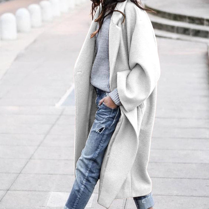Lottie | Long oversized lapel coat with pockets