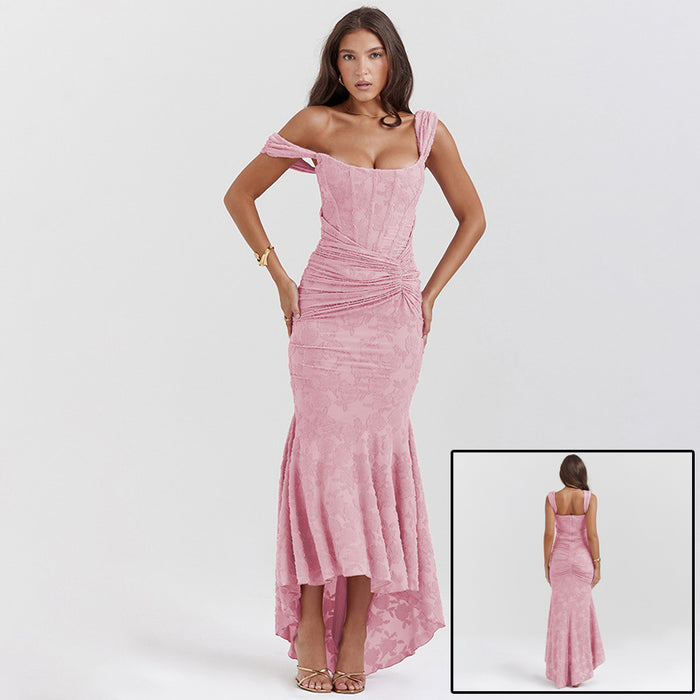 Harriet | Off-shoulder ruched maxi dress with mermaid hem