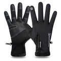 Waterproof winter gloves with zip pocket