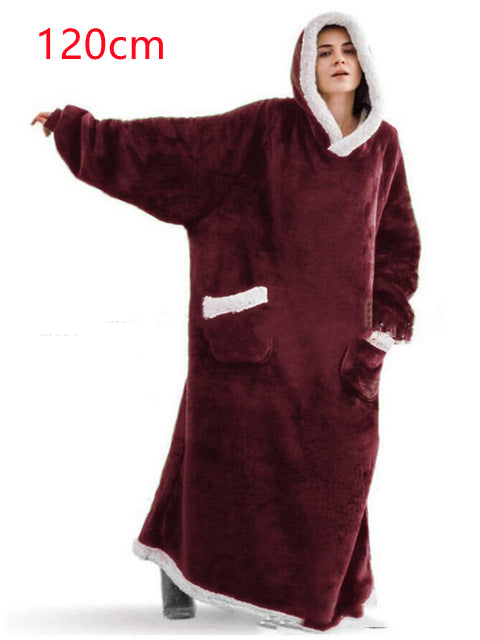 Oversized hoodie blanket with sherpa hood