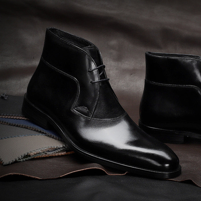 Oliver | Men's lace-up leather ankle boots with polished finish