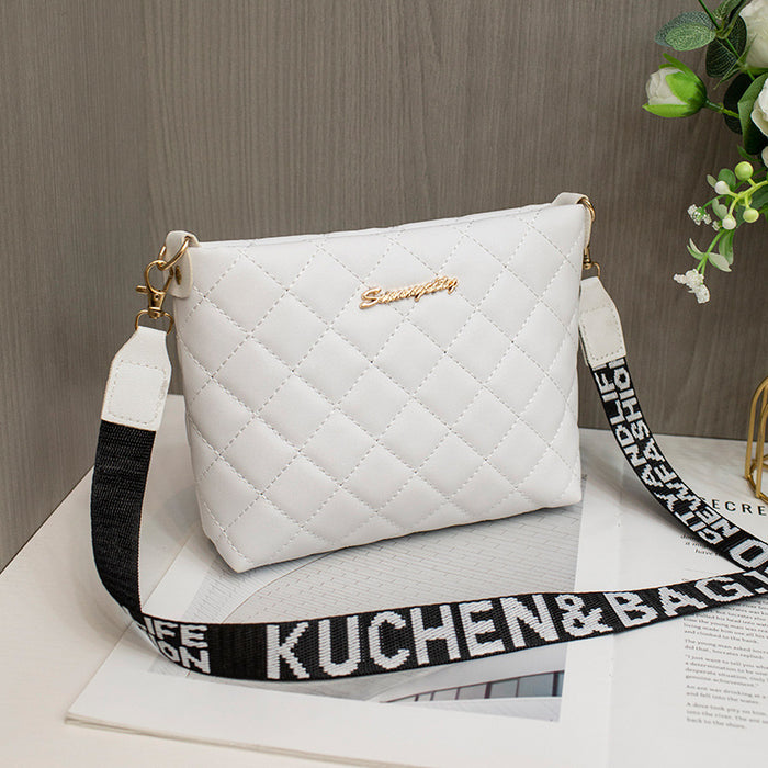Millie | Small Quilted Crossbody Bag with Wide Lettered Strap