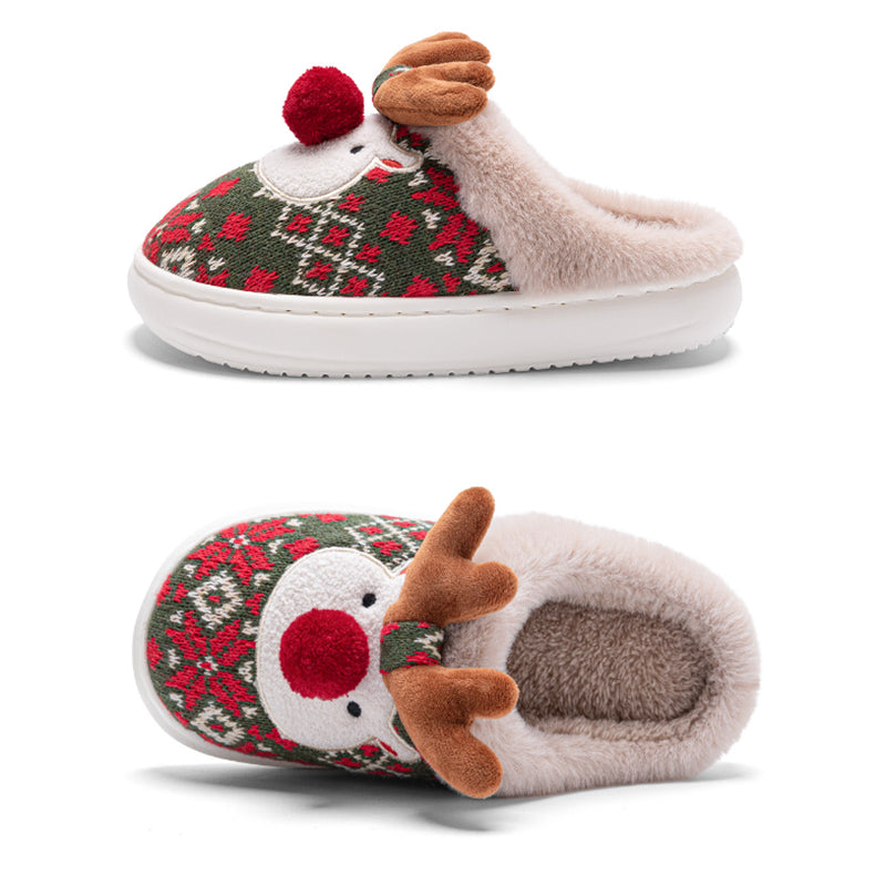 Reindeer slippers with pompom nose