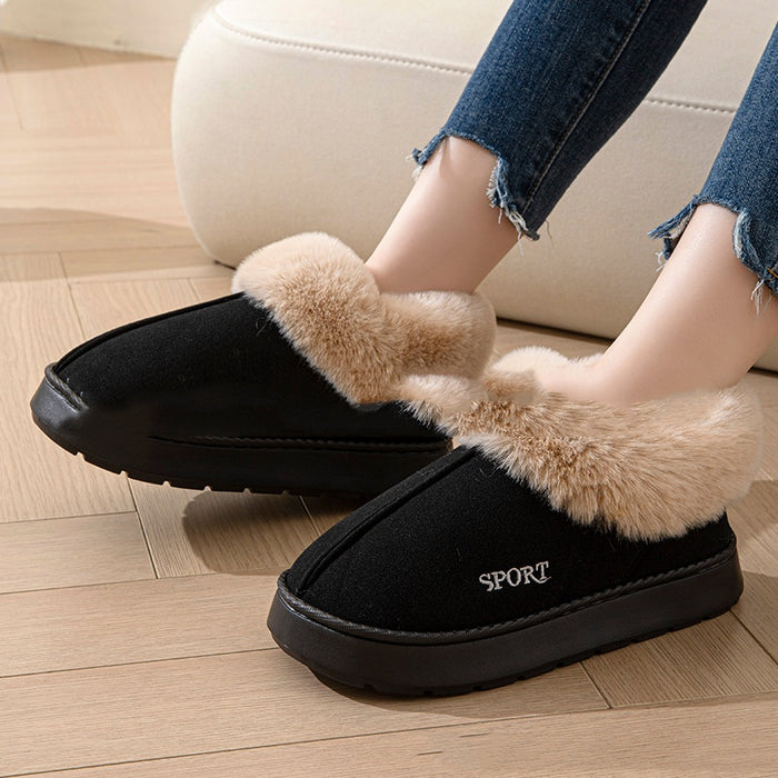 Lottie | Platform slippers with faux fur cuff and lining
