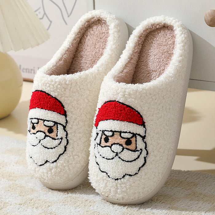 Millie | Fluffy Christmas slippers with embroidered festive motif