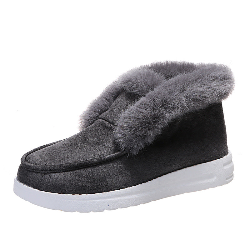 Faux suede ankle boots with fur collar