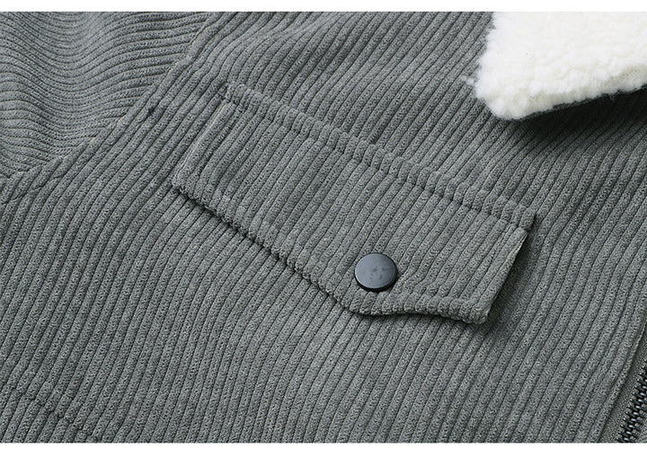 Man in a corduroy jacket with sherpa collar