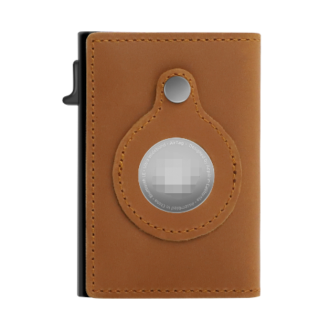 Slim pop-up card wallet with cards fanned out