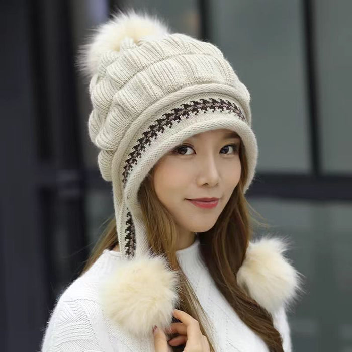 Imogen | Knitted bobble hat with ear flaps and pompom