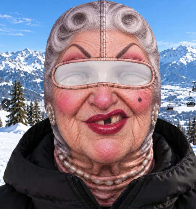 Balaclava ski mask with funny face print