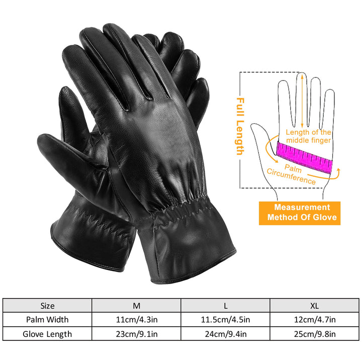 Black leather-look winter gloves pair