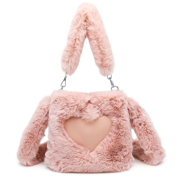 Fluffy heart shoulder bag